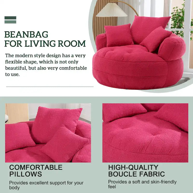 Fauteuil arrondi type « lazy sofa » – Blanc/Bleu/Gris/Jaune/Orange/Rose fuchsia/Bleu marine/Vert, modèle une ou deux places