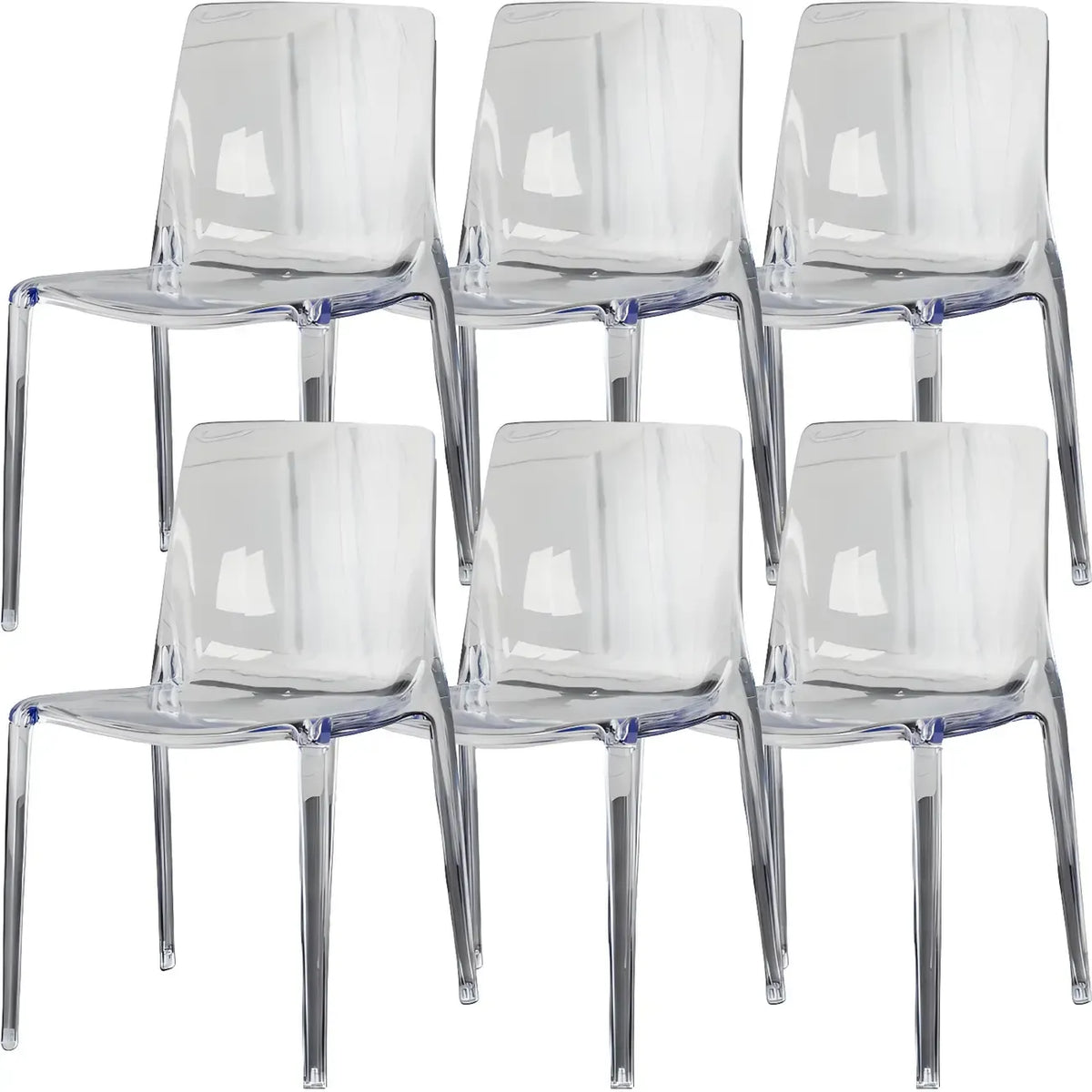 Chaise de salle à manger sans accoudoirs à dossier bas en acrylique ambre